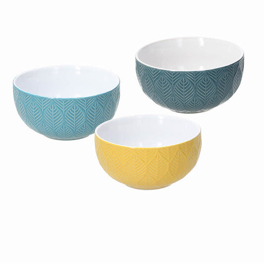 3er Set Müsli-/Obst-/Dessertschalen Relief MAYA aus Keramik von Tognana - Porzellan aus Italien