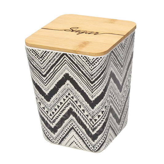 Zuckerdose Ecofiber Tribal Chic, aus Fibre Bamboo mit Bambusdeckel - Porzellan aus Italien 