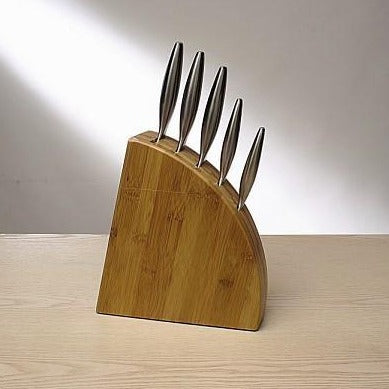 6tlg. Messerblock aus Bambus, 36 cm hoch - Porzellan aus Italien 