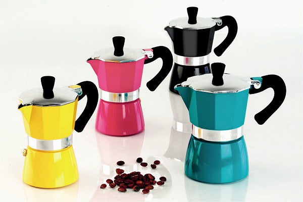 Klassisch italienischer Espressokocher in mehreren Farben - Porzellan aus Italien 
