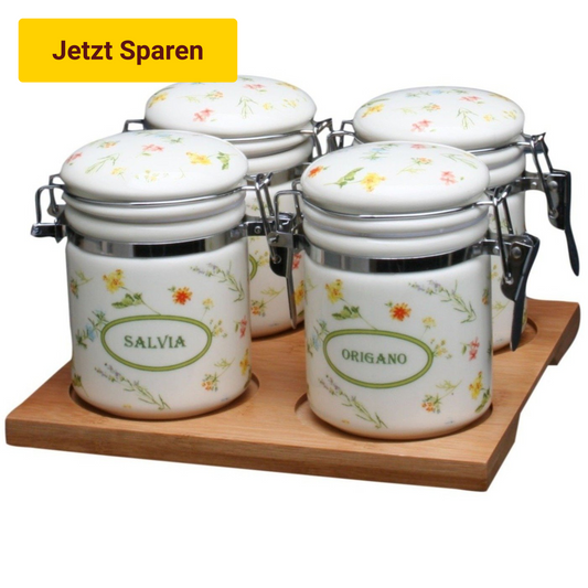 5tlg. Gewürztray, Gewürzboard, Dolce Casa FLOREAL, aus Keramik - Porzellan aus Italien 